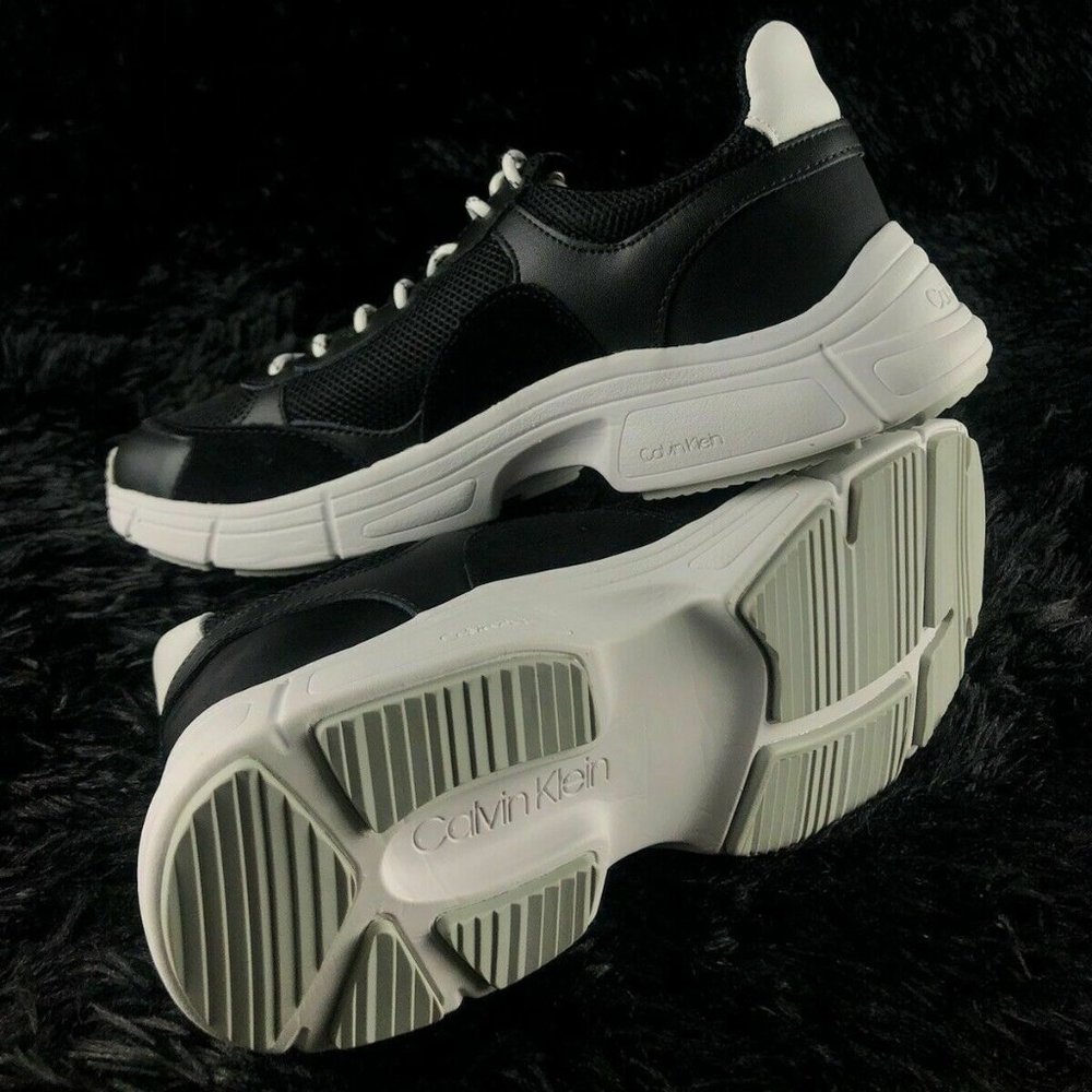 Calvin Klein Daxton Nappa Smooth Calf Leather Black/ White Sneakers